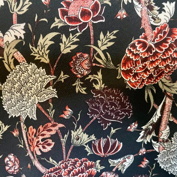 Vintage Red & White Floral Black Background Blouse w/ Bow Tie - Paris - Picture 4 of 7